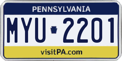PA license plate MYU2201