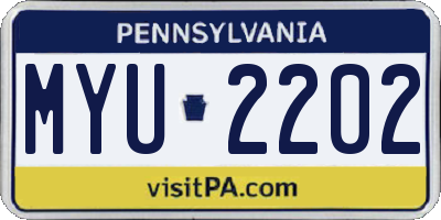 PA license plate MYU2202