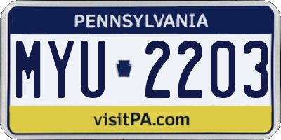 PA license plate MYU2203