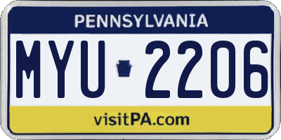 PA license plate MYU2206