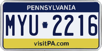 PA license plate MYU2216