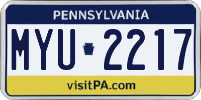 PA license plate MYU2217