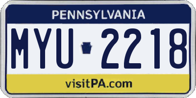 PA license plate MYU2218