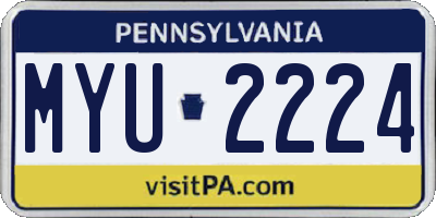 PA license plate MYU2224