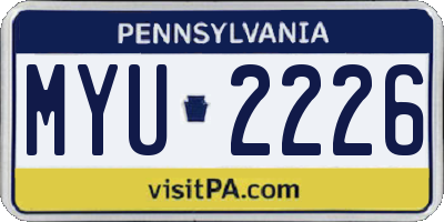 PA license plate MYU2226