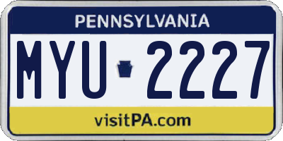 PA license plate MYU2227