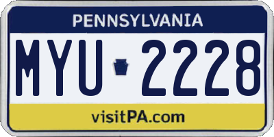 PA license plate MYU2228