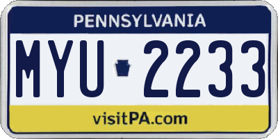 PA license plate MYU2233