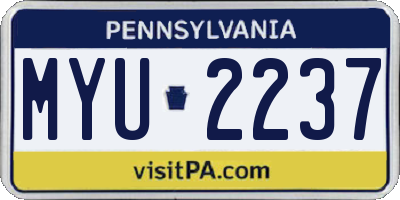 PA license plate MYU2237