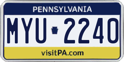 PA license plate MYU2240