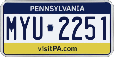 PA license plate MYU2251