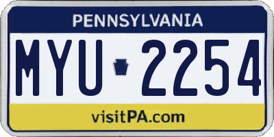 PA license plate MYU2254