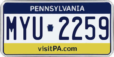 PA license plate MYU2259