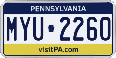 PA license plate MYU2260
