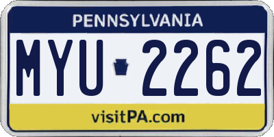 PA license plate MYU2262