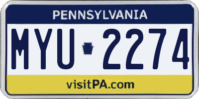 PA license plate MYU2274
