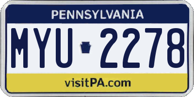 PA license plate MYU2278