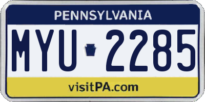 PA license plate MYU2285