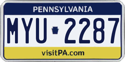 PA license plate MYU2287