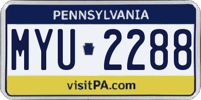 PA license plate MYU2288