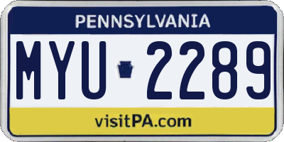 PA license plate MYU2289