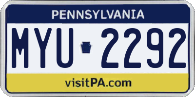 PA license plate MYU2292