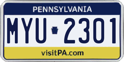 PA license plate MYU2301