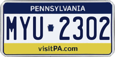 PA license plate MYU2302