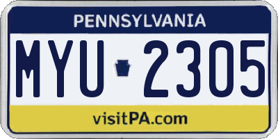 PA license plate MYU2305