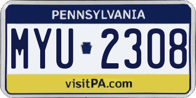 PA license plate MYU2308