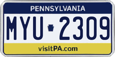 PA license plate MYU2309