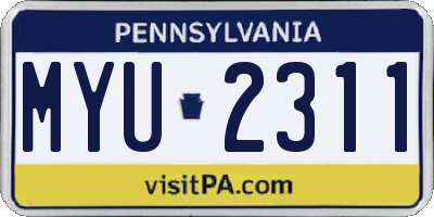 PA license plate MYU2311