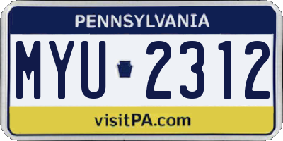 PA license plate MYU2312