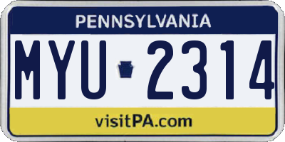 PA license plate MYU2314
