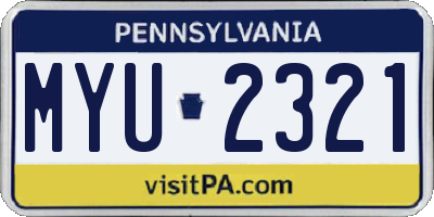 PA license plate MYU2321