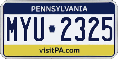 PA license plate MYU2325