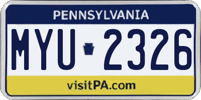 PA license plate MYU2326