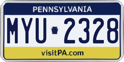 PA license plate MYU2328