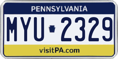 PA license plate MYU2329