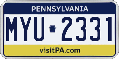 PA license plate MYU2331