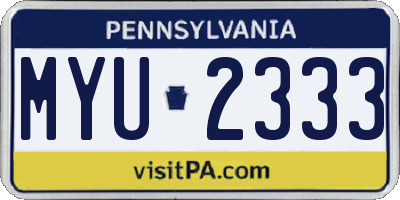 PA license plate MYU2333