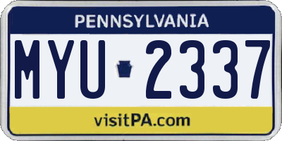 PA license plate MYU2337