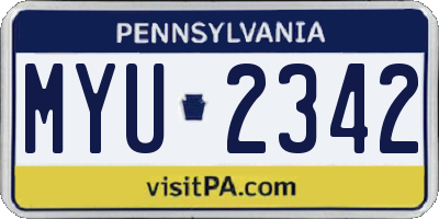 PA license plate MYU2342