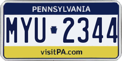 PA license plate MYU2344