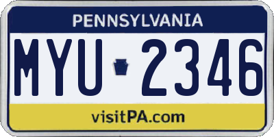 PA license plate MYU2346