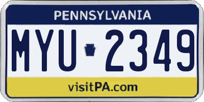 PA license plate MYU2349