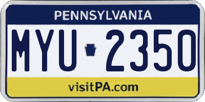 PA license plate MYU2350