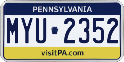 PA license plate MYU2352