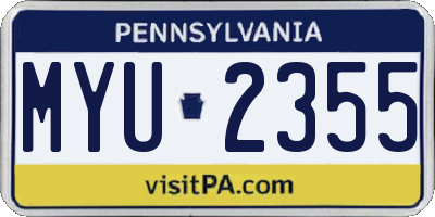 PA license plate MYU2355