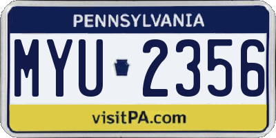 PA license plate MYU2356